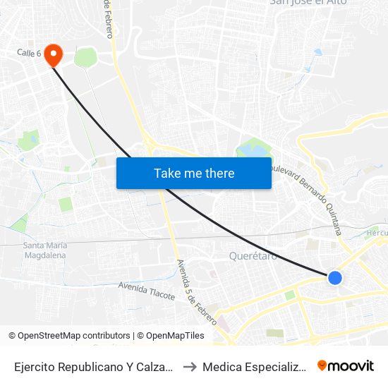 Ejercito Republicano Y Calzada De Los Arcos to Medica Especializada Satelite map