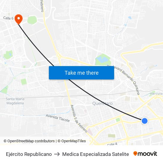 Ejército Republicano to Medica Especializada Satelite map