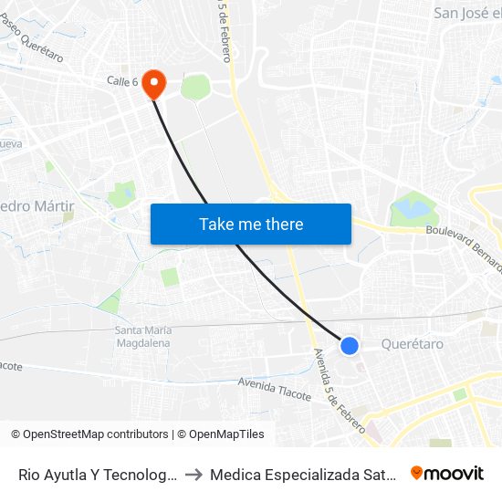 Rio Ayutla Y Tecnologico to Medica Especializada Satelite map