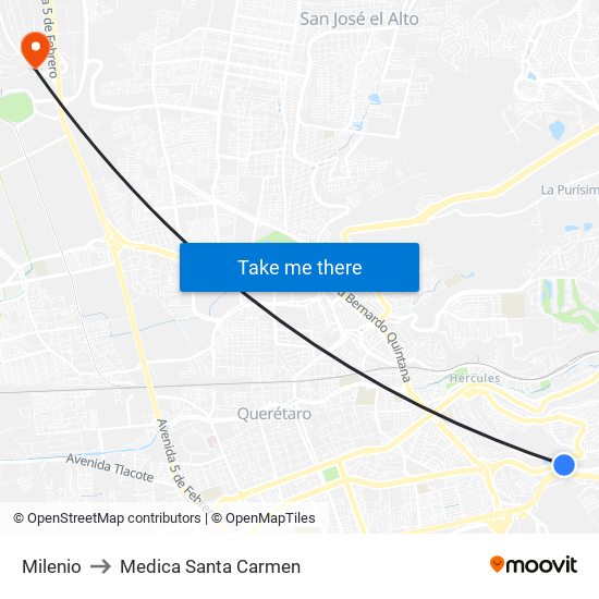 Milenio to Medica Santa Carmen map
