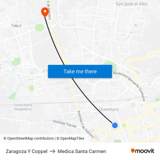 Zaragoza Y Coppel to Medica Santa Carmen map