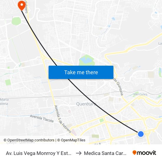 Av. Luis Vega Monrroy Y Estadio to Medica Santa Carmen map