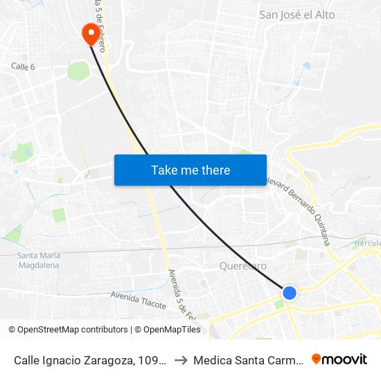 Calle Ignacio Zaragoza, 109_4 to Medica Santa Carmen map