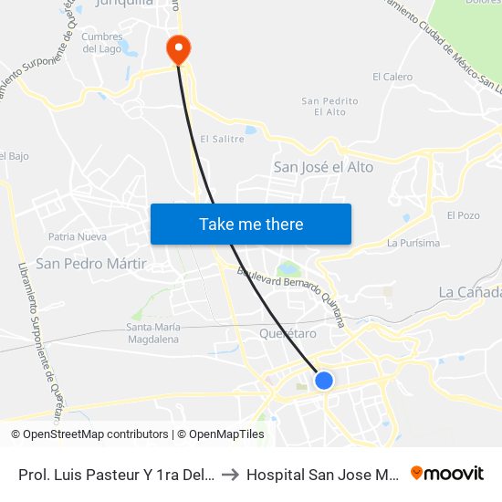 Prol. Luis Pasteur Y 1ra Del Laurel to Hospital San Jose Moscati map