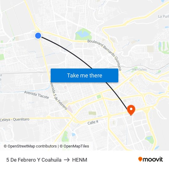 5 De Febrero Y Coahuila to HENM map