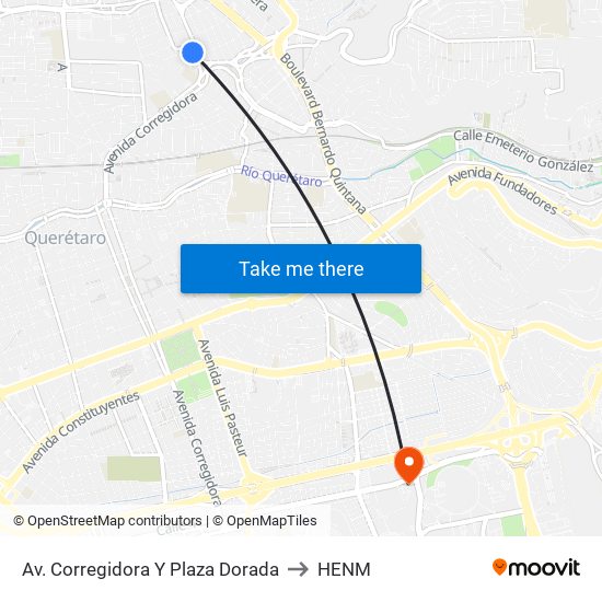 Av. Corregidora Y Plaza Dorada to HENM map