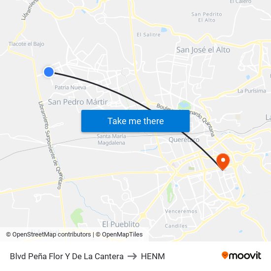 Blvd Peña Flor Y De La Cantera to HENM map