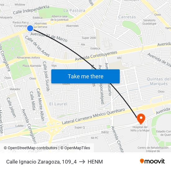 Calle Ignacio Zaragoza, 109_4 to HENM map
