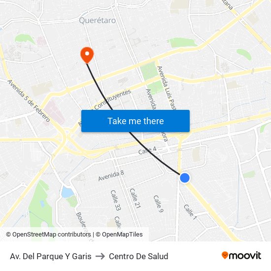 Av. Del Parque Y Garis to Centro De Salud map