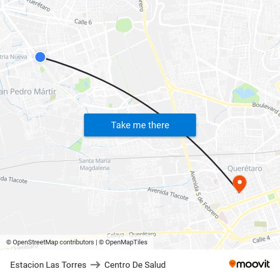 Estacion Las Torres to Centro De Salud map