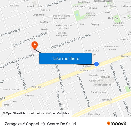 Zaragoza Y Coppel to Centro De Salud map