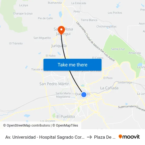 Av. Universidad - Hospital Sagrado Corazón De Jesús to Plaza De Toros map