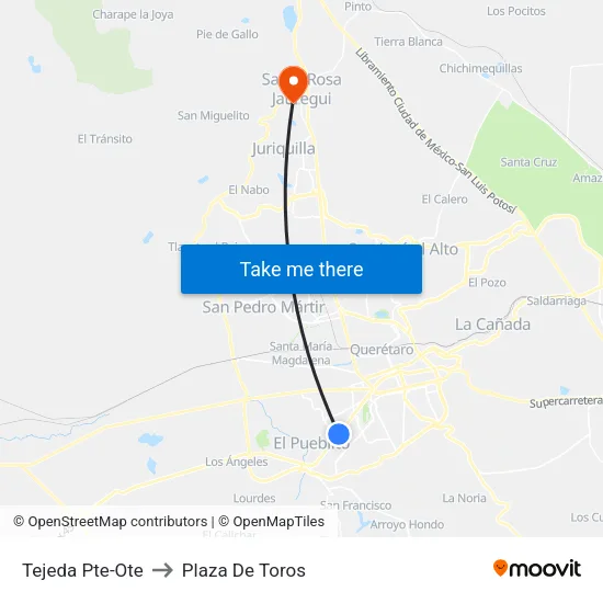 Tejeda Pte-Ote to Plaza De Toros map