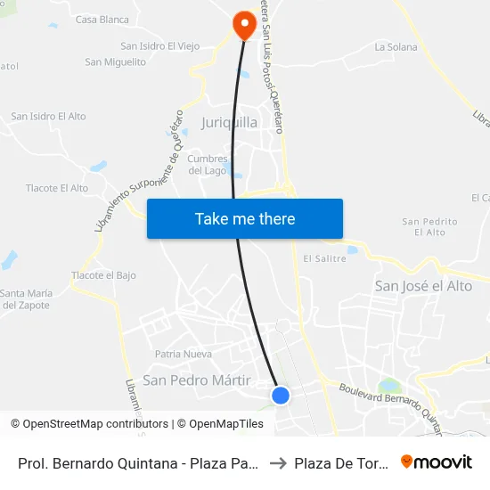 Prol. Bernardo Quintana - Plaza Patio to Plaza De Toros map