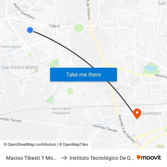 Maciso Tibesti Y Monte Parnaso to Instituto Tecnológico De Querétaro (Itq) map