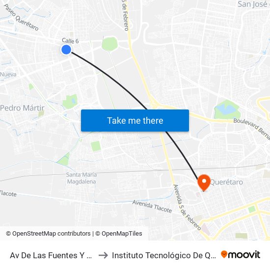 Av De Las Fuentes Y De La Nieve to Instituto Tecnológico De Querétaro (Itq) map