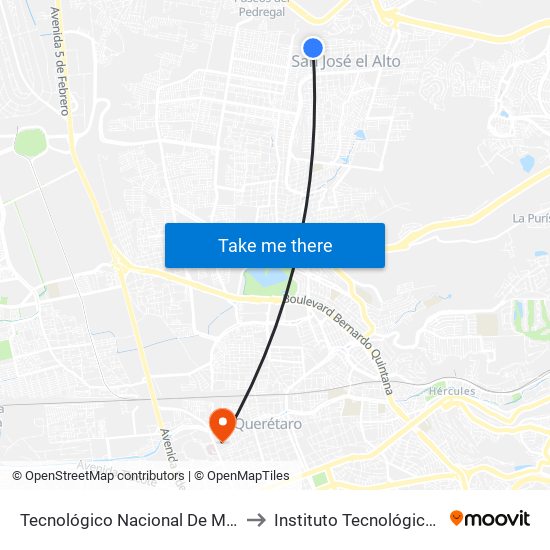 Tecnológico Nacional De México Campus Querétaro to Instituto Tecnológico De Querétaro (Itq) map