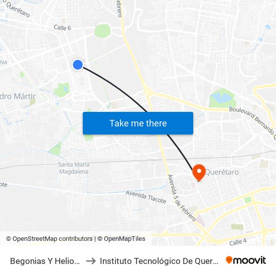 Begonias Y Heliotropos to Instituto Tecnológico De Querétaro (Itq) map