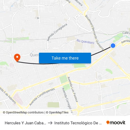 Hercules Y Juan Caballero Y Osio to Instituto Tecnológico De Querétaro (Itq) map