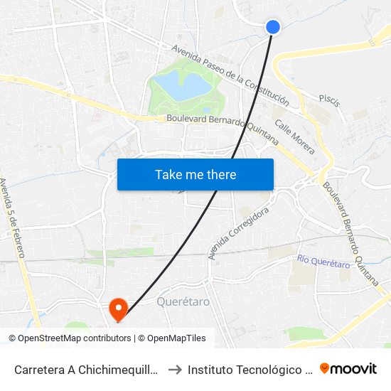 Carretera A Chichimequillas Y Priv. Moctezuma to Instituto Tecnológico De Querétaro (Itq) map