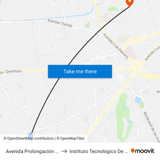 Avenida Prolongación El Jacal, 1080 to Instituto Tecnológico De Querétaro (Itq) map