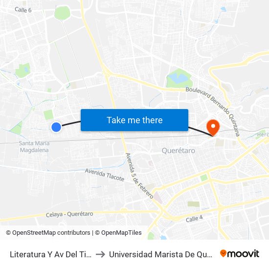 Literatura Y Av Del Tintero to Universidad Marista De Querétaro map
