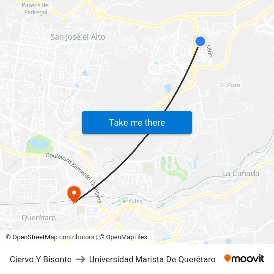 Ciervo Y Bisonte to Universidad Marista De Querétaro map