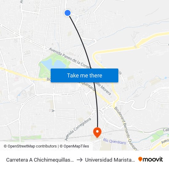 Carretera A Chichimequillas Y Río Purificación to Universidad Marista De Querétaro map