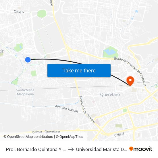 Prol. Bernardo Quintana Y Alfa Centauro to Universidad Marista De Querétaro map