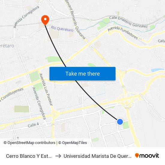 Cerro Blanco Y Estadio to Universidad Marista De Querétaro map