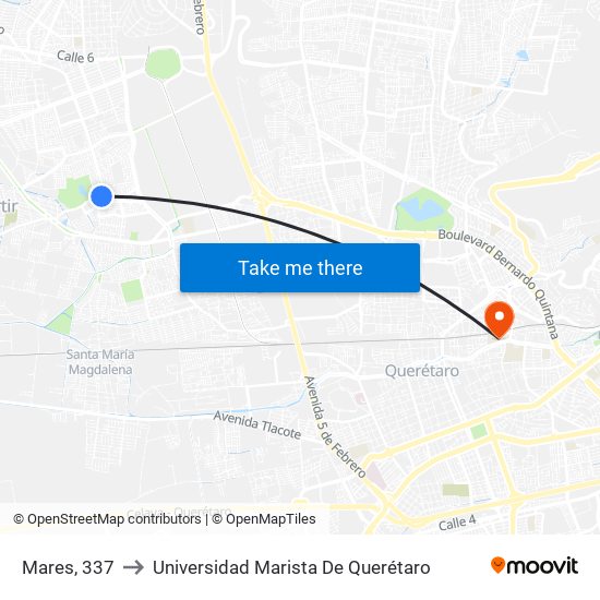 Mares, 337 to Universidad Marista De Querétaro map
