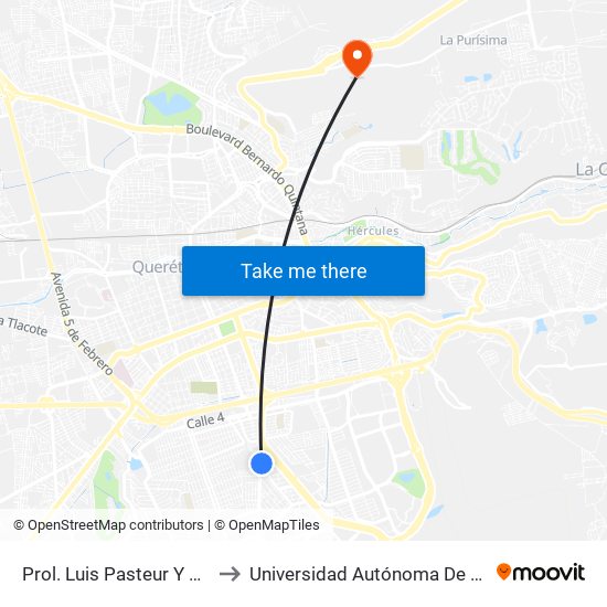 Prol. Luis Pasteur Y San Diego De Los Padres to Universidad Autónoma De Querétaro Campus Aeropuerto map