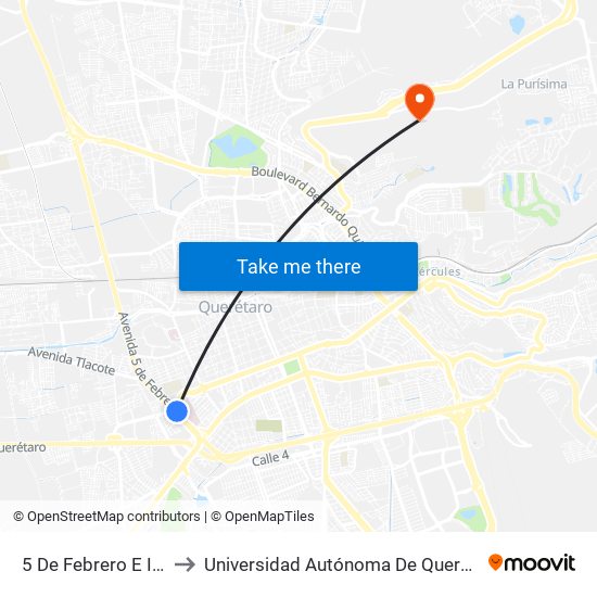 5 De Febrero E Imss Zaragoza to Universidad Autónoma De Querétaro Campus Aeropuerto map