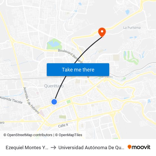 Ezequiel Montes Y José Ma. Arteaga to Universidad Autónoma De Querétaro Campus Aeropuerto map
