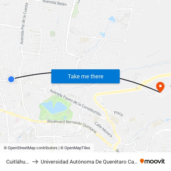 Cuitláhuac, 3a to Universidad Autónoma De Querétaro Campus Aeropuerto map