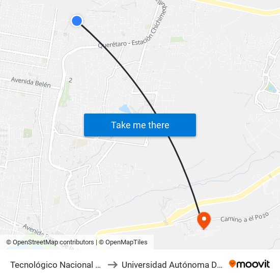 Tecnológico Nacional De México Campus Querétaro to Universidad Autónoma De Querétaro Campus Aeropuerto map