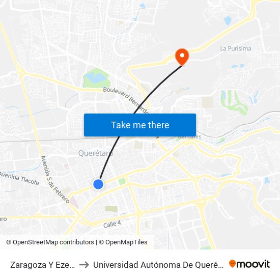 Zaragoza Y Ezequiel Montes to Universidad Autónoma De Querétaro Campus Aeropuerto map