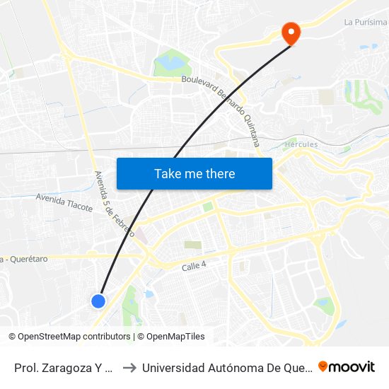 Prol. Zaragoza Y Hacienda El Jacal to Universidad Autónoma De Querétaro Campus Aeropuerto map