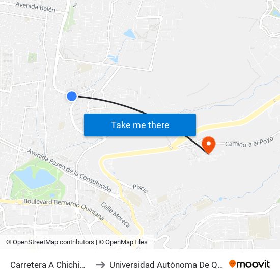 Carretera A Chichimequillas Y Río Hondo to Universidad Autónoma De Querétaro Campus Aeropuerto map