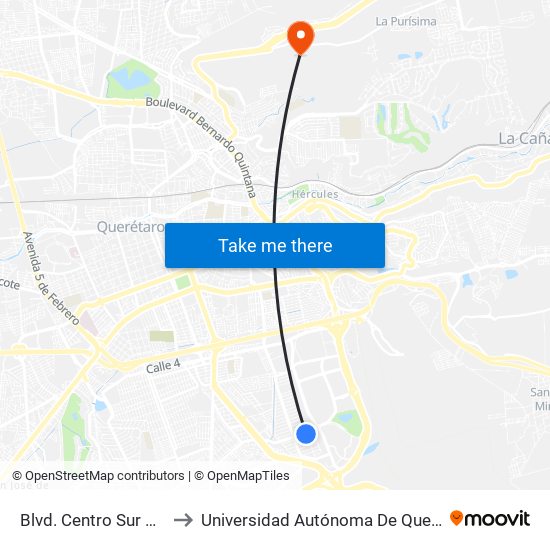 Blvd. Centro Sur Y Cerro De La Silla to Universidad Autónoma De Querétaro Campus Aeropuerto map