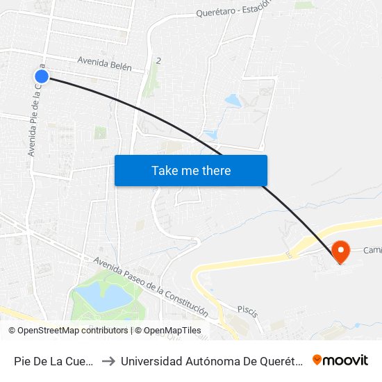 Pie De La Cuesta Y Placer to Universidad Autónoma De Querétaro Campus Aeropuerto map