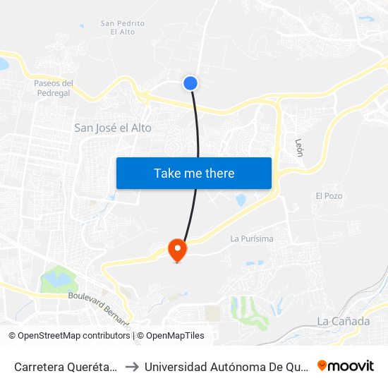 Carretera Querétaro-Chichimequillas to Universidad Autónoma De Querétaro Campus Aeropuerto map