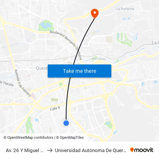 Av. 26 Y Miguel Aleman Valdez to Universidad Autónoma De Querétaro Campus Aeropuerto map