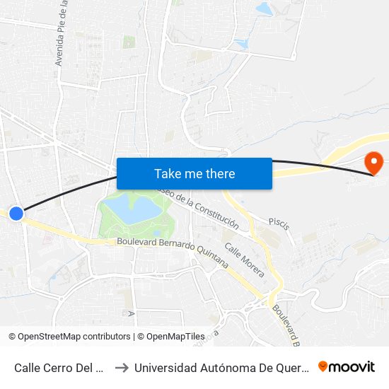 Calle Cerro Del Sombrerete, 46 to Universidad Autónoma De Querétaro Campus Aeropuerto map