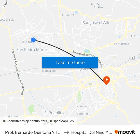 Prol. Bernardo Quintana Y Tarahumaras to Hospital Del Niño Y La Mujer map