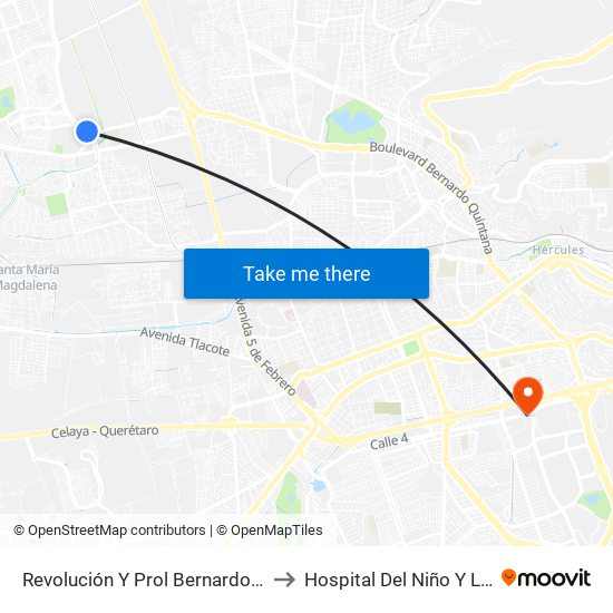 Revolución Y Prol Bernardo Quintana to Hospital Del Niño Y La Mujer map