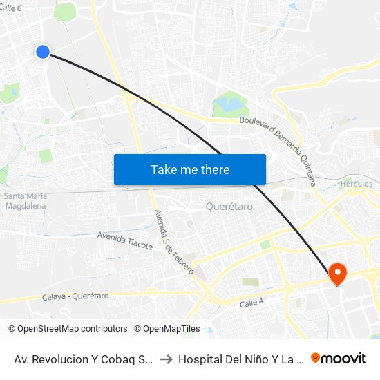 Av. Revolucion Y Cobaq Satelite to Hospital Del Niño Y La Mujer map