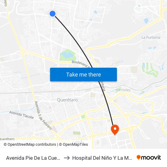 Avenida Pie De La Cuesta to Hospital Del Niño Y La Mujer map