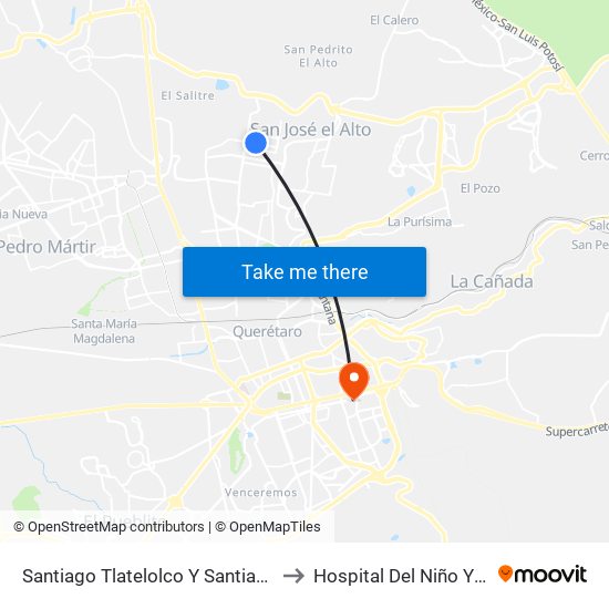 Santiago Tlatelolco Y Santiago Del Oeste to Hospital Del Niño Y La Mujer map