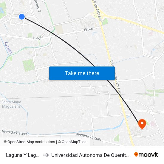 Laguna Y Lagos to Universidad Autonoma De Querétaro map